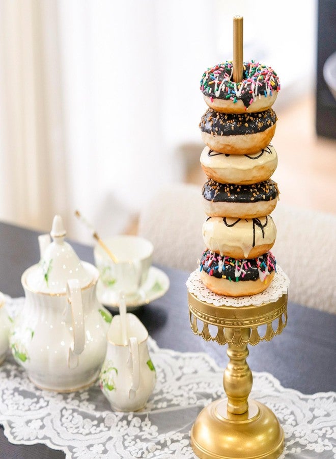 Capesaro Donut Stand Holder,Gold Metal Bagel Stand,Display Stacker Tower for Dessert Table, Doughnut Holder for Birthday, Wedding, Baby Shower, Bridal Shower Party,Pack of 2 - Image 5